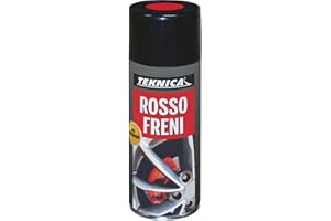 TEKNICA Smalto sintetico spray ROSSO FRENI - 400ml resistente alle alte temperature(110C°) - X 4 PINZE FRENI