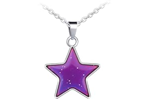 MicVivien Color Changing Necklace for Women Girls, Heart/Four Leaf Clover/Butterfly/Star Pendant Necklace Color Change by Temperature - Magic Mood Pendant Necklace Jewelry