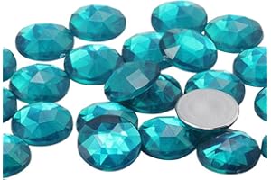 ALLSTARCO 13mm Flat Back Round Acrylic Rhinestones Plastic Gems for Jewelry Making Costume Jewels Cosplay Embelishments - 50 Pieces (Blue Zircon .BZ)