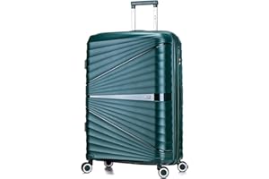 ATX LUGGAGE EST. 1991 ATX Luggage Large Suitcase Expandable Unbreakable Polypropylene Hard Shell Hold Check in Fits 23-26KG Super Lightweight with 4 Dual Spinner Wheels and Built in TSA Lock (Forest Green, 133 Liters)