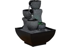 ZEN LIGHT Zen'Light - Zimmerbrunnen KiniCascade Zen relaxend mit farbigem LED-Light -Wohnzimmer, Schlafzimmer,Büro, Ideal für Meditationund Entspannung -Tischbrunnen GeschlossenerKreislauf - H 18 cm
