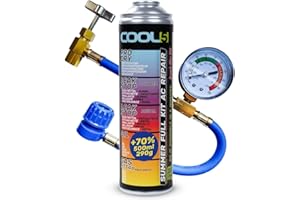 ‎COOL5 Cool5 Replacement Refrigerant R134a for Car Air Conditioners - 1 Can 5-in-1, 290g + Pressure Line with Pressure Gauge