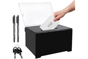 BYZESTY Scatola per Donazioni in Acrilico, Scatola per Votazione, Suggerimento in Acrilico, Donazione e Urna Elettorale in Acrilico, Scatola per Suggerimenti per le Donazioni con Chiave per Schede Elettorali