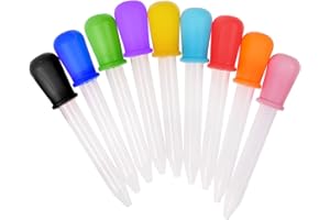 LAHVIUU Contagocce Liquido,Droppers Liquidi da 5 ml 9 Pezzi Silicone e Plastica Trasparente Trasferimento di Contagocce con Punta di Lampadina per Caramelle Cioccolato Gommoso Artigianato Multicolore