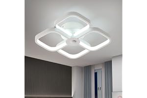 SEAMOON Plafoniera a LED Moderna, Lampada da Soffitto Quadrata Semplice a Doppio Strato da 32W, 6000K Lampadario a Soffitto a LED per Interni da Bianca Fredda per Camera da letto,Corridoio (24CM, Bianco)