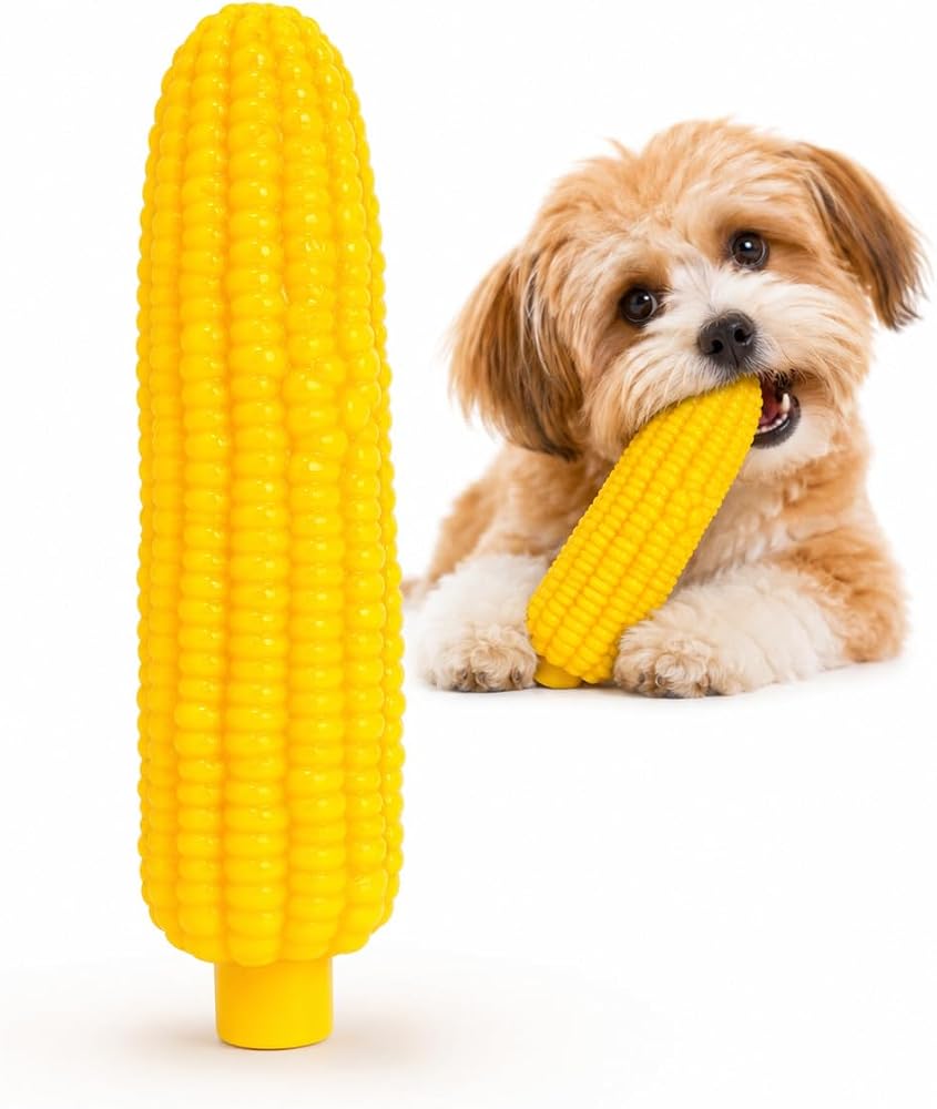 MADPET Sesli Mısır Isırma Oyuncağı - Köpek ve Kedi İçin Çiğneme Oyuncağı - Diş Kaşıma ve Oyun Aktivitesi - Yumuşak Dayanıklı Kauçuk - Sarı Mısır Tasarım