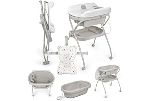 Ms Baby World Vasca Bagno Bubble + Riduttore- Vaschetta da bagno ergonomica per neonati con gambe e fasciatoio imbottito impermeabile con chiusura compatta, cestino e 4 ruote con freni.