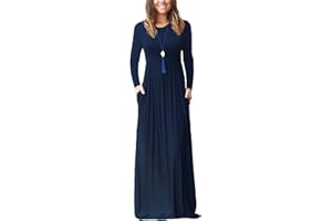 DEARCASE Vestito Donna Maxi, Abito Lungo Casual Morbido a Maniche Corte/Lunghe da Donna, Donna Maniche Lunghe Stampa Floreale Maxi Vestito Abiti Lunghi con Tasche