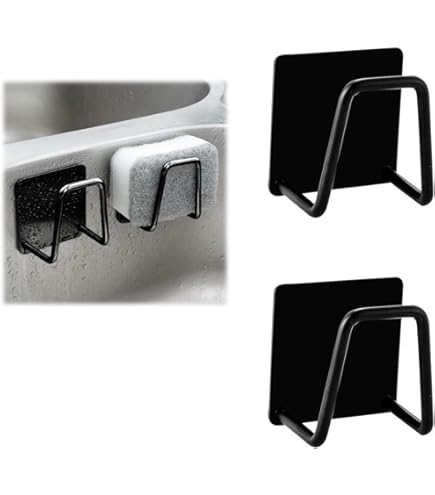 Porte-éponges Auto-adhésif Inox - Lot De 4 Supports Pour évier De Cuisine Ou Salle De Bain - Adhésif Fort, Sans Perçage
