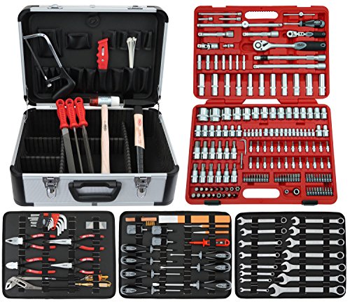 FAMEX Mechaniker Werkzeugkoffer mit Top-Werkzeugbestückung, 174-teilig Steckschlüsselsatz, 716-21
