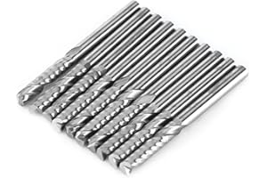 WALFRONT Fresa de Carburo de Tungsteno de 10 Uds., Fresa de Extremo de 3.175mm, Fresa de Extremo de 3mm, Cortador de Flauta, Fresa de Extremo en Espiral, Enrutador CNC, Herramienta de Tallado de Grabado