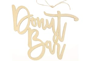 VOANZO 5Pcs Donut Bag Holzbrief, Donut Bag Holz Hängeschild, DIY Block Wort Zeichen Wandkranz Dekor Holztür Kunst Dekoration