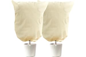 LCGOD Copertura Antigelo per Piante con Coulisse, Telo Protettivo Invernale in TNT 80g/m², Rinforzato, per Arbusti, Piante in Vaso Medio-Grandi e Siepi Basse, 100x80cm,2 Pezzi