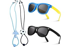 SSKHE 2 Pcs Kids Polarized Sunglasses Boys Sunglasses with Adjustable Glasses Strap Eye Glasses for Boys and Girls,Beach,School,Shopping,Party Decoration