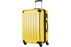 HAUPTSTADTKOFFER Alex - Mittelgroßer Hartschalenkoffer, 4 Rollen, Koffer, Trolley, Rollkoffer, Reisekoffer, Volumenerweiterung, 65 cm, 74 Liter, Gelb