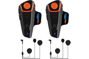 FODSPORTS BT-S2 Motorrad Bluetooth 5.0 Headset mit aktiver Rauschunterdrückung, Motorrad Intercom Kommunikationssystem für 3 Motorräder Reichweite bis zu 1000 m/ 40mm Lautsprecher für klaren Sound