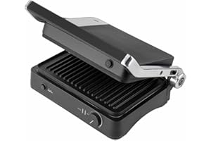 JATA JEGR1450 - Parilla Eléctrica. Grill. Sandwichera. Panini. 2000 W. Apertura 180º. Placas EXTRAÍBLES rayadas antiadherentes: 29,6 x 21,8 cm. Bandeja Recogegrasa.