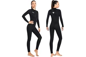 KREVZ Combinaison Hommes Femmes Combinaisons de Plongée Corps Complet 3mm Néoprène Front Zip Manches Longues Peau de Plongée pour Natation Snorkeling Plongée Surf Rafting