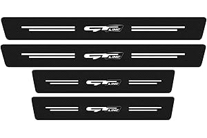 SYMILOV 4 Pezzi Battitacco Auto in Fibra di Carbonio per Peu-geot 206 207 307 308 3008 4008 5008 GT Line, Adesivi del Protezione del Battiscopa del Davanzale della Porta Car Styling Accessori, GT Line