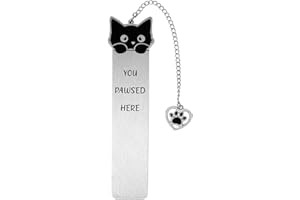 GOSKNOR Cat Bookmark, Zinc Alloy Cat Bookmarks for Women Cute Animal Book Mark for Reading Funny Gift Metal Book Marker with Heart Pendant for Cat Lovers