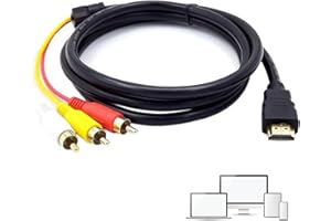 DEWFIGS ㅤ HDMI a RCA, HDMI Macho a 3 RCA AV, Cable Adaptador 1.5M, Cable Convertidor de Audio y Vídeo para TV, Soporte HDMI 1.0-1.3, Alta Definición 1080P, Cable HDMI Macho a 3 RCA, Diseño Duradero Seguro