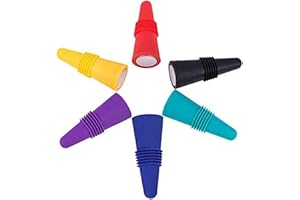 FLZONHUT FLZONE Tapones de Vino,6 pcsTapones de Vino Silicona,Reutilizables de Silicona sellador de Botellas de Bebida con Agarre Superior