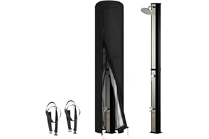 Fenghome Housse Douche Solaire, imperméable coupe-vent 420D Bache de Protection Douche Solaire Exterieure avec revêtement UV, noir (220 x 67 cm)