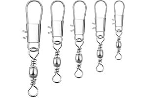 FEIBETY 50Pcs Fishing Swivels,Safety Snaps Swivels Fishing Tackle And Clips,Quick Change Swivels Fishing with Safety Snaps Swivels,Swivels Fishing Tackle For Saltwater Freshwater Size 6# 7# 8# 10# 12#