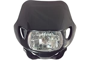 Alchemy Parts Universal Fitment Motorbike Black Headlight Headlamp | Durable, and Easy to Install | Trail Bike, Motocross, Enduro | 12V 35W