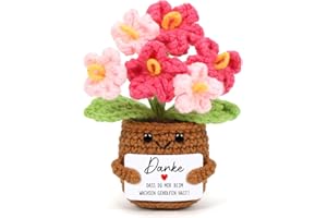 Cadimus Positive Blume,Kleines Dankeschön Geschenk,Rosa Kleine Gestrickte Blume,Lustige Häkelblumen Pocket Hug,Handgemachte Gehäkelte Blumen,Danke Geschenk für Freunde Kollegen Familie Freundin