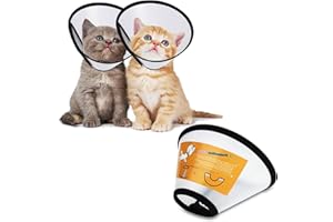 LLGSDLL Forma Cono Collari Protettivi per Cane Gatto, Collare Elisabettiano Regolabile 2 pezzi, Collerette Anti Morso Collare Protettivi per Gattini e Cuccioli