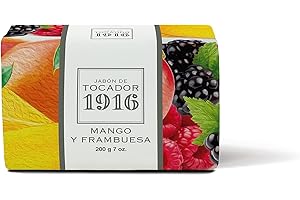 1916 ORIGINAL 1916 - Mango y Frambuesa 200 gr, Jabón Natural, Piel Limpia y Perfumada, Jabón en Pastilla, Método Tradicional, Jabón de Manos y Facial, Flor y Fruta Mediterránea, Fragancia Deliciosa