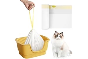 DONQTWAY Katzentoilettenbeutel, 20 Stück Weiß Katzenklo Beutel, Verdickt Katzenklo Tüten Mit Kordelzug, Katzenkotbeutel für Einfachere Reinigung Geeignet für Familien mit Katzen (58×35 cm)