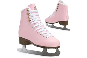 ATTABO Eiskunstlauf Schlittschuhe Damen ISLA Schwarz Größe 37-41EU Edelstahlkufe Ideal für Anfänger oder Fortgeschrittene PVC Obermaterial Starker Knöchelschutz und Stabilität beim Fahren auf dem EIS