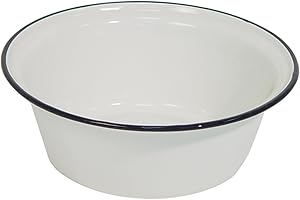 Karl Krüger - Cuenco esmaltado, color blanco con borde negro, 36 cm