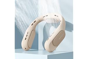 JISULIFE Wentylator na szyję, przenośny, bezostrzowy, bez użycia rąk, ładowalny, zasilany baterią, osobisty wentylator chłodzący z chłodzącą opaską na szyję, trzy turbo i sześć kanałów powietrznych, 3+1 prędkości, ziemia brązowa