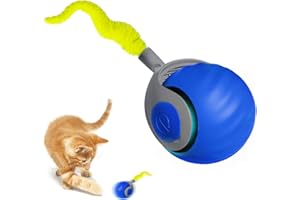 CHANCCI Speedy Tail 2.0 Jouet pour chat à queue rapide, rechargeable par USB, jouet interactif intelligent avec 2 modes, balle à déplacement automatique, jouet pour chat d'intérieur (bleu)