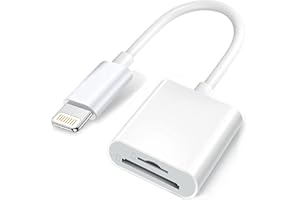 WAHBITE Apple Lecteur Lightning vers carte SD et TF double fente pour iPhone/iPad, 2 en 1 Micro SD TF Trail Camera Viewer adaptateur de carte mémoire, Plug and Play