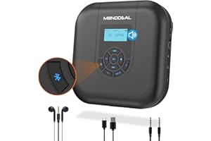 CD Player Portable, MONODEAL Bluetooth CD Player with Speakers and FM Transmitter,Rechargeable CD Player for Car and Home with LED Screen