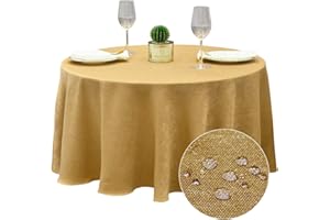BALCONY & FALCON Mantel Impermeable Mantel Redondo de Cocina Tejido Brillante para Fiesta Comedor Cumpleaños Navidad Boda