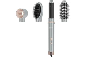 PARWIN PRO BEAUTY 4 in 1 Air Styler, Hair Dryer Brush, Million Ionic Hair Dryer with Hot Air Brush, Auto Hair Curler(40mm), Round Brush for Hair Styling, Drying, Volumizing, and Curling (Gray)