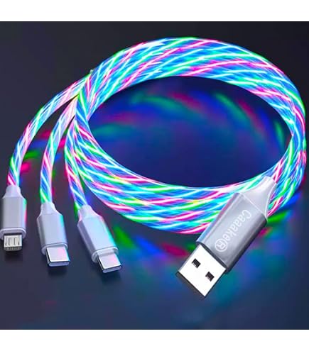 Rotes 3-in-1-Ladekabel Mit LED-Licht – Typ-C, Micro-USB, USB-C, Schnellladefähig
