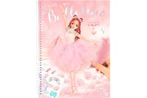 Depesche Create Your TOPModel Ballet - Livre de coloriage de 60 Pages pour créer des Tenues de Danse, Livre à Spirales avec 3 Feuilles d'autocollants décoratifs