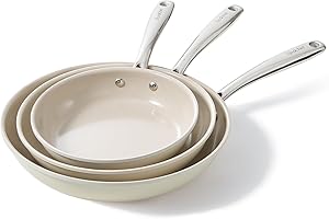 Redchef Set de 3 Poêles à revêtement céramique pour induction 20/24/28 cm Pour tous les types de plaques de cuisson - Sans PTFE - Sans PFAS - Sans PFOA, Passe au four et au lave-vaisselle - Beige