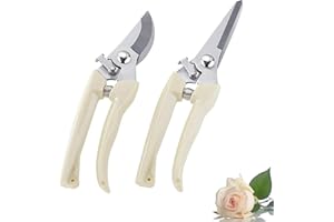 WUWYOUWL 2 Pack Flower Scissors Set, Stainless Steel Floral Design Supplies Tools Hand Pruners Plant Shears Powerful Trimmer Applied to Flowers, Branches and Leaves