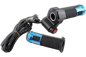 equlup Twist Throttle Accelerator Handle Grips, 3 Speed 12V-99V Throttle Accelerator Voltmeter Grip with LED Display Screen Replacement for Electric Bike (Blue)