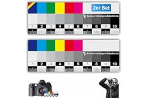 SACHVERSTÄNDIGEN-ZUBEHÖR.DE Sachverständigen-Zubehör® Datacolor ColorChecker - 10 cm Righello colore [Set di 2 Plastica] Color Chart per la Fotografia | per Macchina Fotografica | Calibrazione bianco nero | Made in Germania