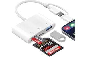 HONPZZ SD Kartenleser iPhone, SD-Kartenleser für iPhone/iPad/Kamera, SD Kartenleser USB C, Ligh1ting+USB-C Speicherkartenleser Adapter mit Micro SD/SD, SD Card Reader for i-Phone SD KartenAdapter Plug & Play