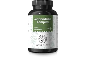 ‎NATURE LOVE NATURE LOVE® Mariendistel, Artischockenextrakt, Löwenzahn & Desmodium 4-fach Komplex - 120 vegane Kapseln - Hochdosiert mit 80% Silymarin - Laborgerprüft, hochdosiert, in Deutschland produziert