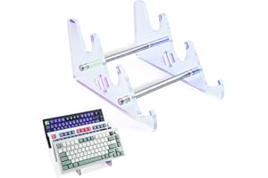 ALINZO 3 Niveles Teclado Display Stand Colorido Transparente Acrílico Teclado Estante Soporte de Escritorio de Ordenador con Inclinación Colocación de Teclados Mecánicos Pantallas de Almacenamiento